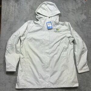 Columbia Jacket Women 2X Light Blue Striped Splash A‎ Little II Omni Tech Logo